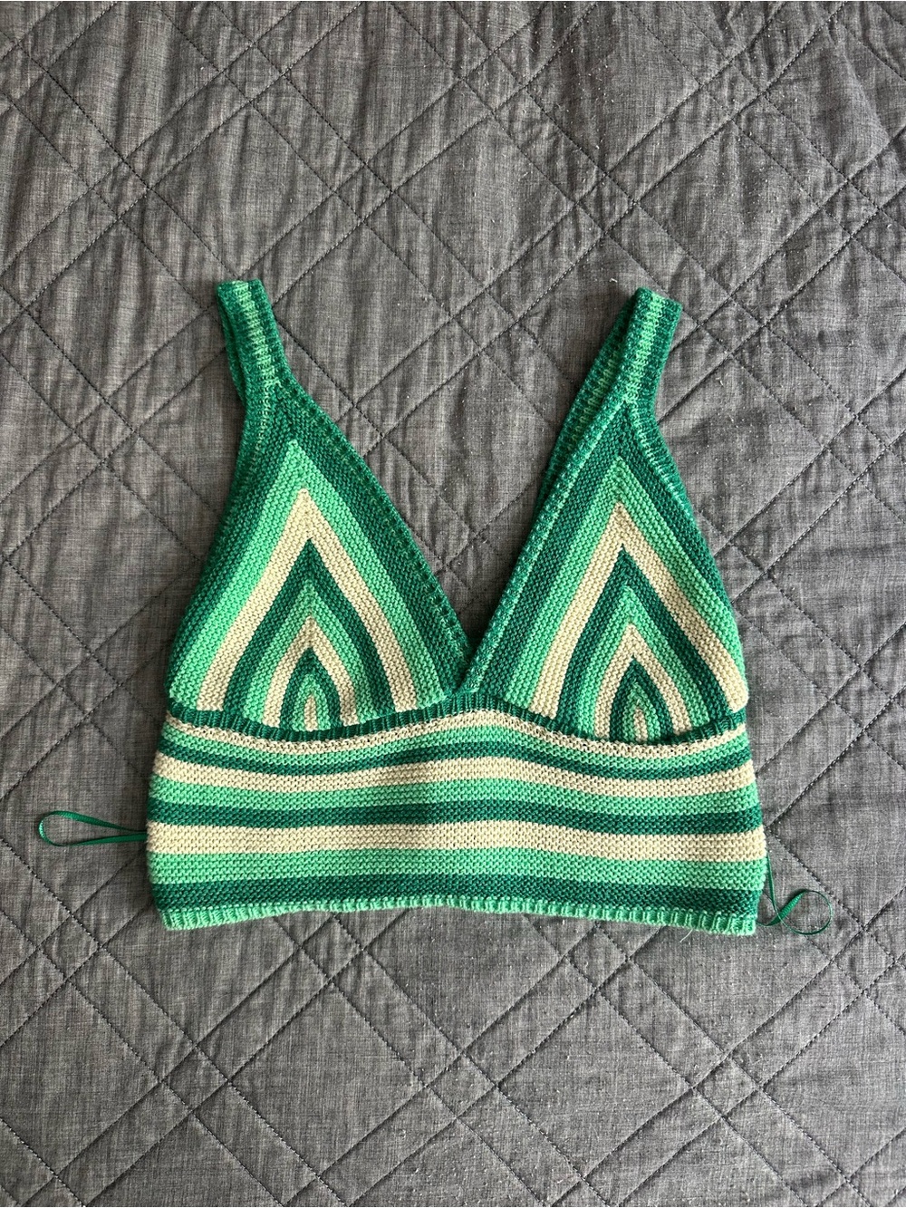 Zara Striped Knit tank in Green and Cream